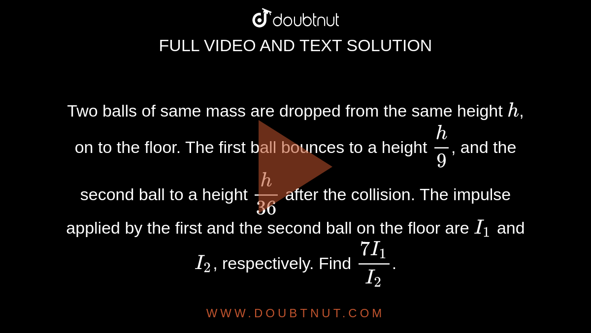 Two balls of same mass are dropped from the same height h, on to the f