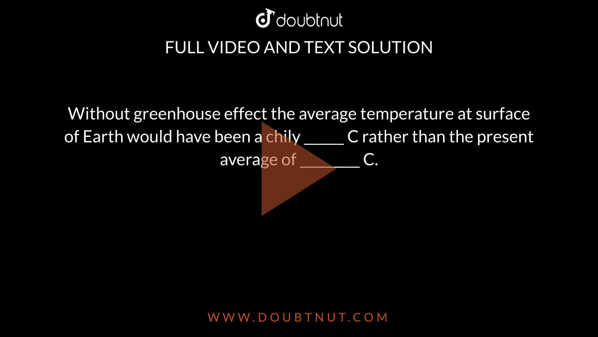 Without greenhouse effect the average temperature at surface of Earth would have been a chily ______ C rather than the present average of _________ C.