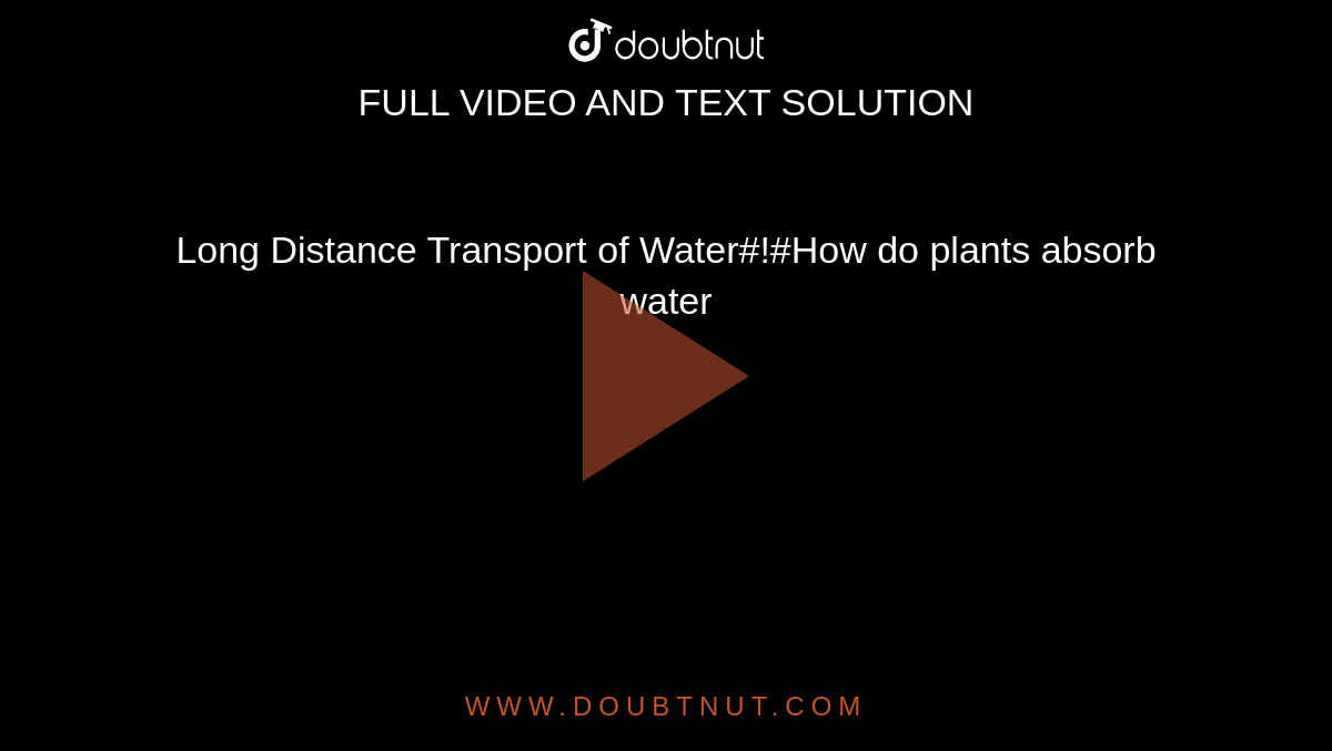 Long Distance Transport of Water#!#How do plants absorb water