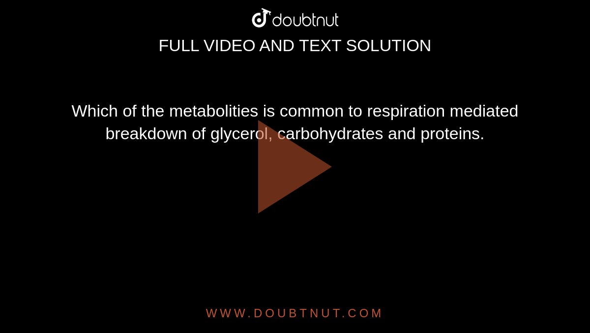 Which of the metabolities is common to respiration mediated breakdown of glycerol, carbohydrates and proteins.