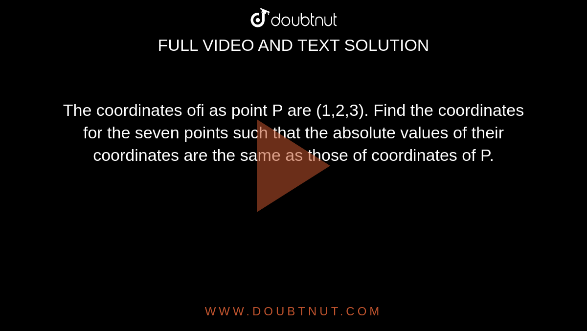 The coordinates ofi as point P are (1,2,3). Find the coordinates for the seven points such that the absolute values of their coordinates are the same as those of coordinates of P.