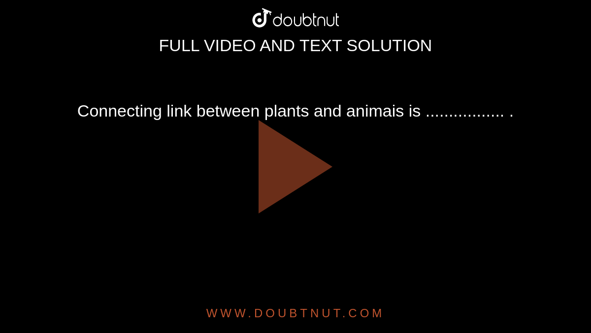 Connecting link between plants and animais is ................. .