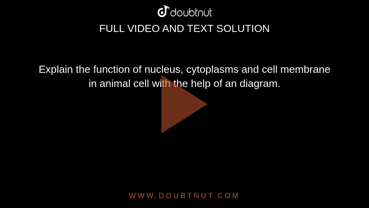 Explain the function of nucleus, cytoplasms and cell membrane in animal cell with the help of an diagram. Explain the function of nucleus, cytoplasms and cell membrane in animal cell with the help of an diagram.