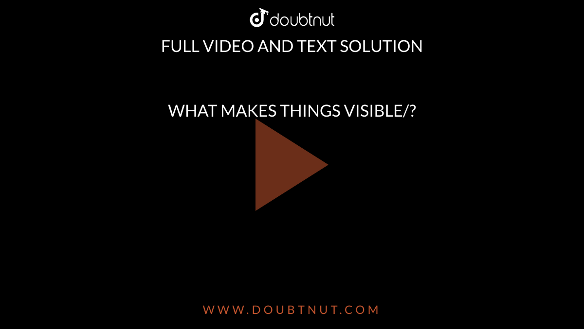 WHAT MAKES THINGS VISIBLE/?