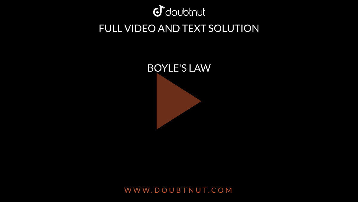 BOYLE'S LAW