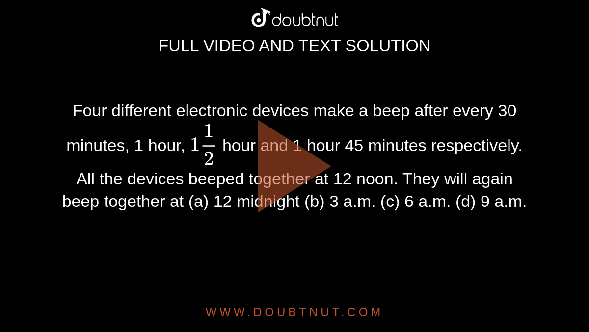 Two alarm clock ring their alarms at regular intervals of 50 seconds