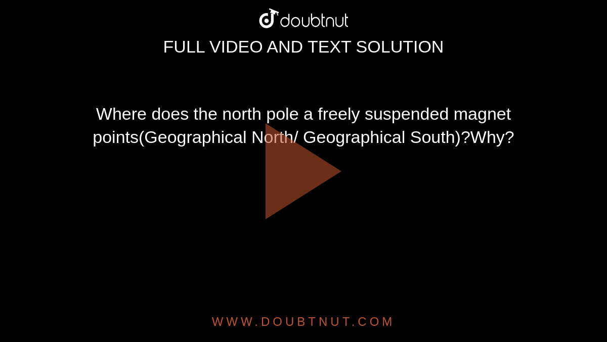 Where does the north pole a freely suspended points(Geographical