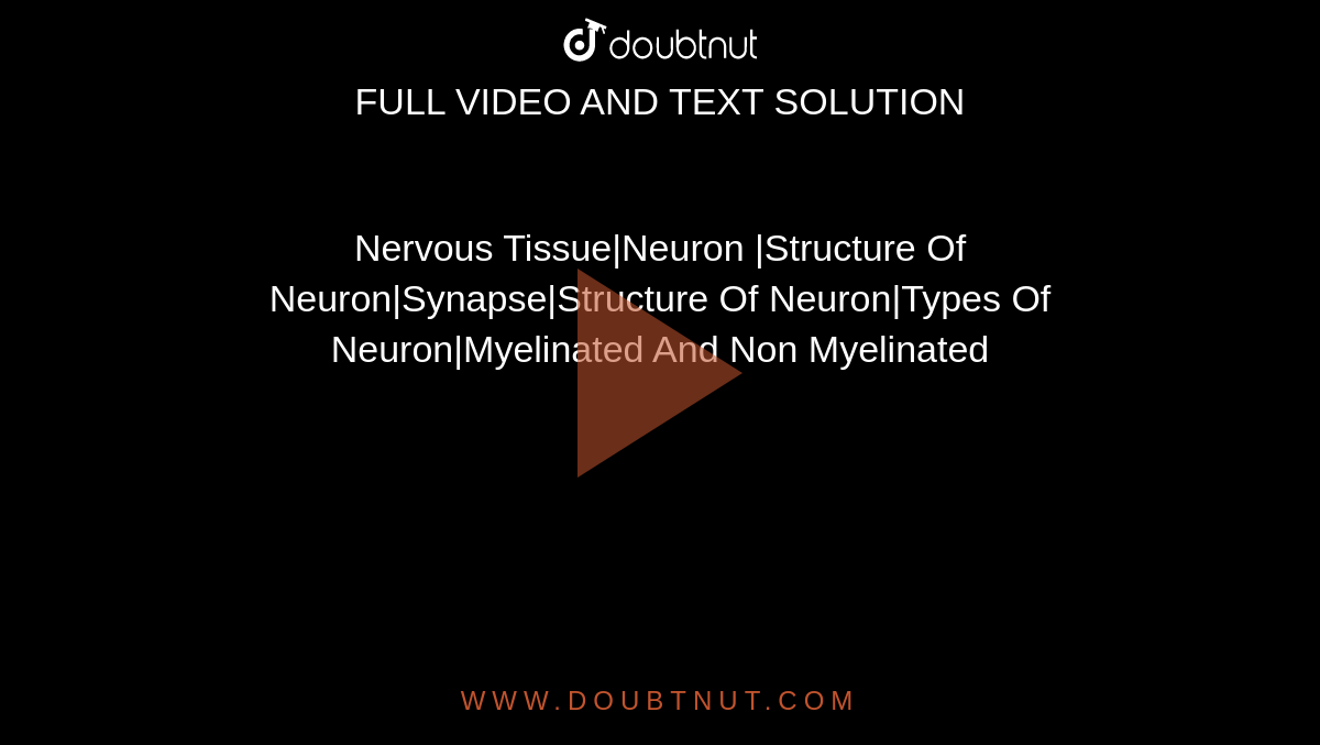 Nervous Tissue|Neuron |Structure Of Neuron|Synapse|Structure Of Neuron|Types Of Neuron|Myelinated And Non Myelinated