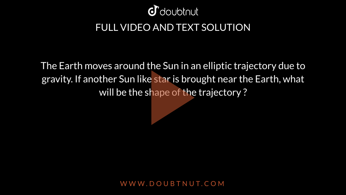 The Earth moves around the Sun in an elliptic trajectory due to gravity. If another Sun like star is brought near the Earth, what will be the shape of the trajectory ?