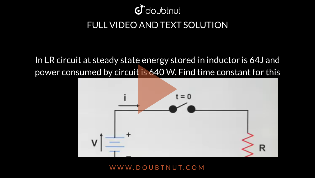 In LR circuit at steady state energy stored in inductor is 64J and