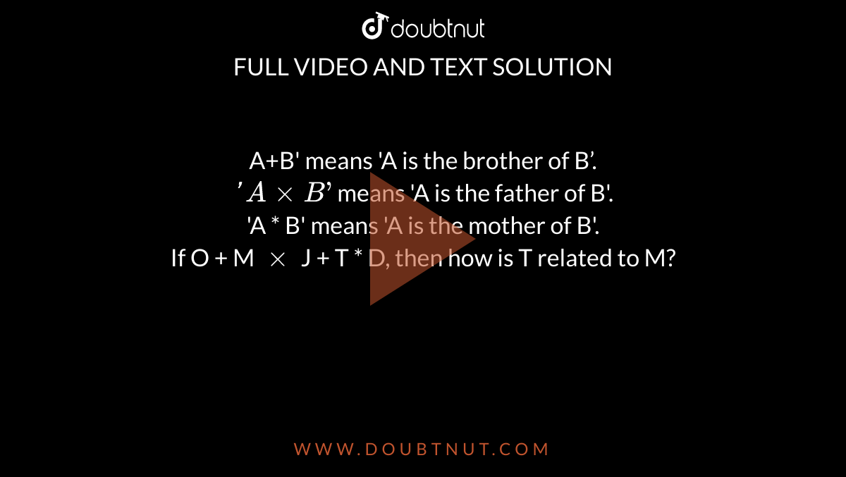 A+B' Means 'A Is The Brother Of B’. 'A XxB’ Means 'A Is The Father