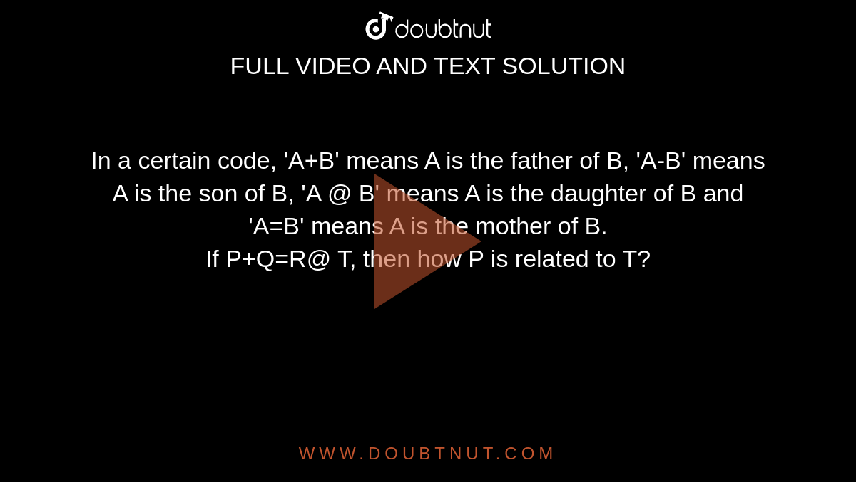 In A Certain Code, 'A+B' Means A Is The Father Of B, 'A-B' Means A Is