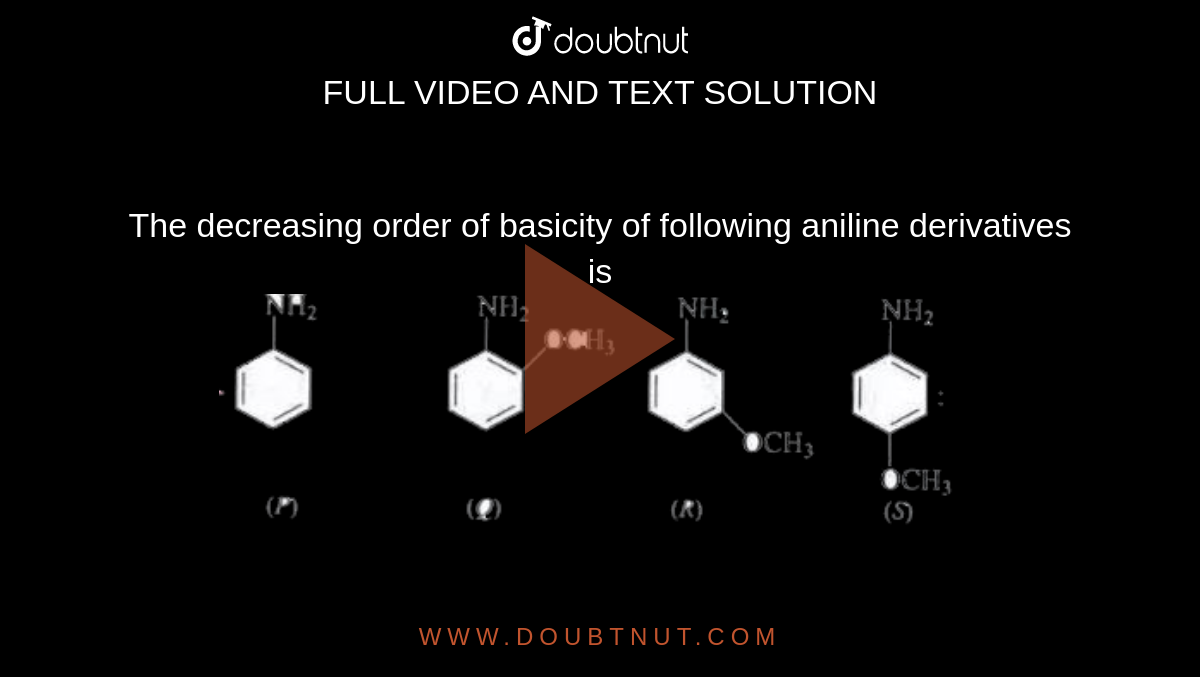 The decreasing order of basicity of following aniline derivatives is