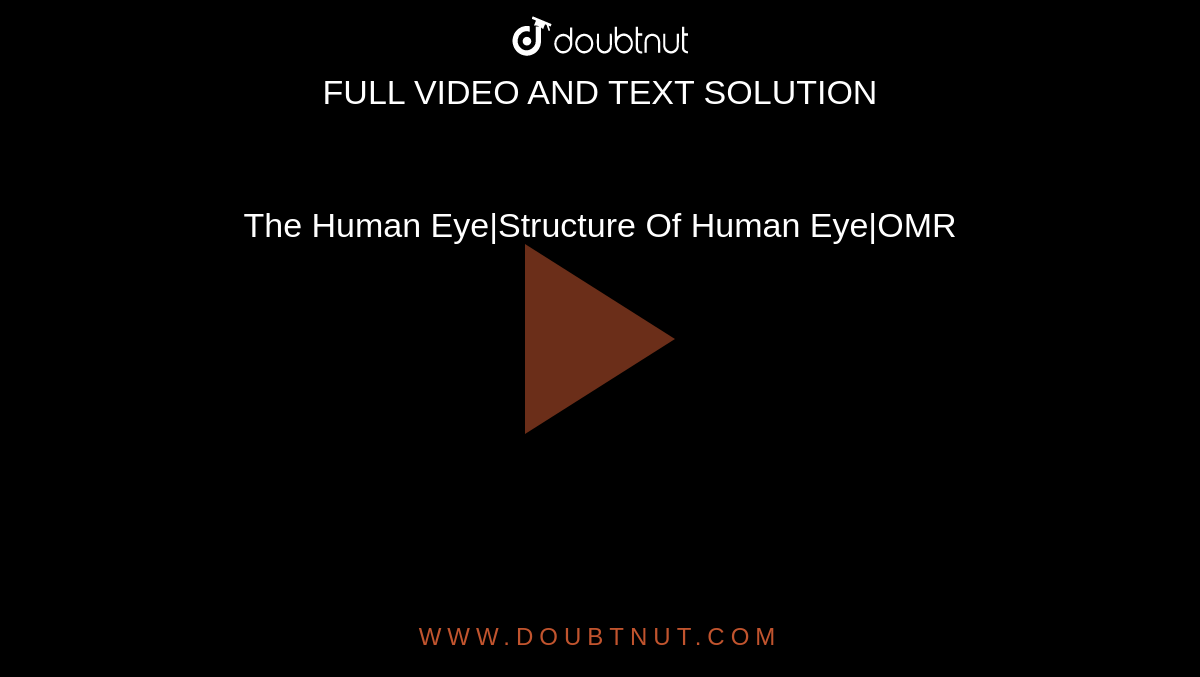 The Human Eye|Structure Of Human Eye|OMR
