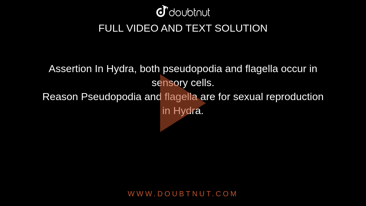 Assertion In Hydra, both pseudopodia  and flagella occur in sensory cells. <br>  Reason Pseudopodia  and flagella are for sexual reproduction in Hydra.