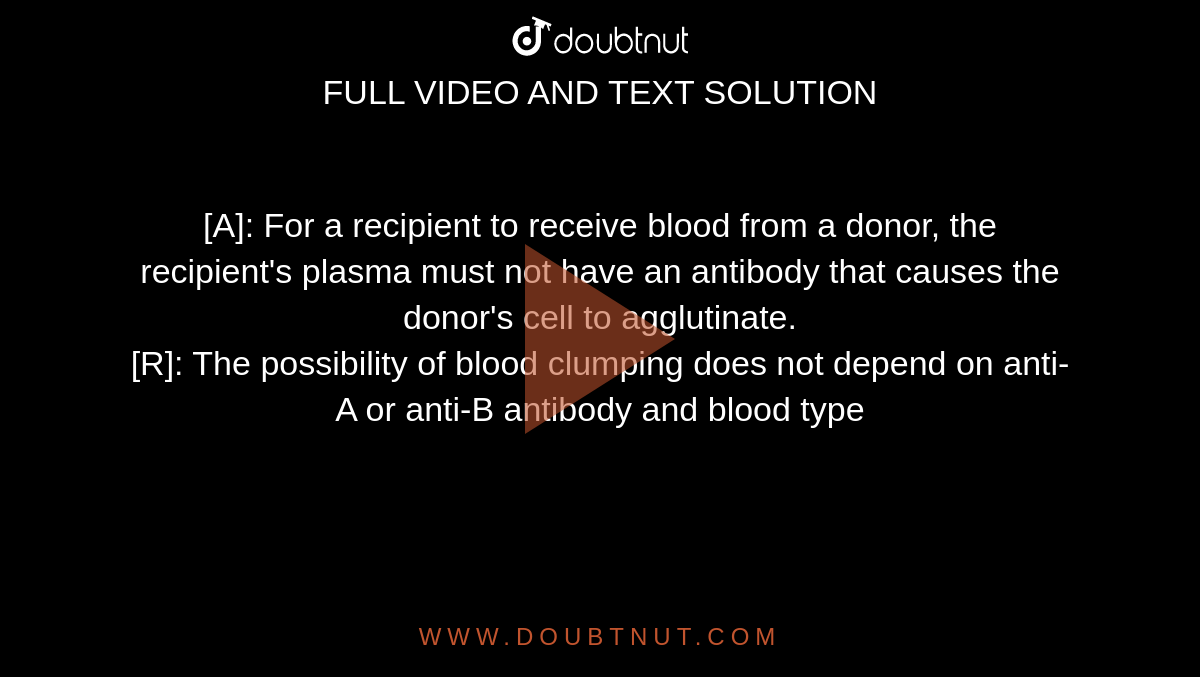 For Safe Blood Transfusion Donor S Antigen Must Be Compatible With Recipient S Antibody