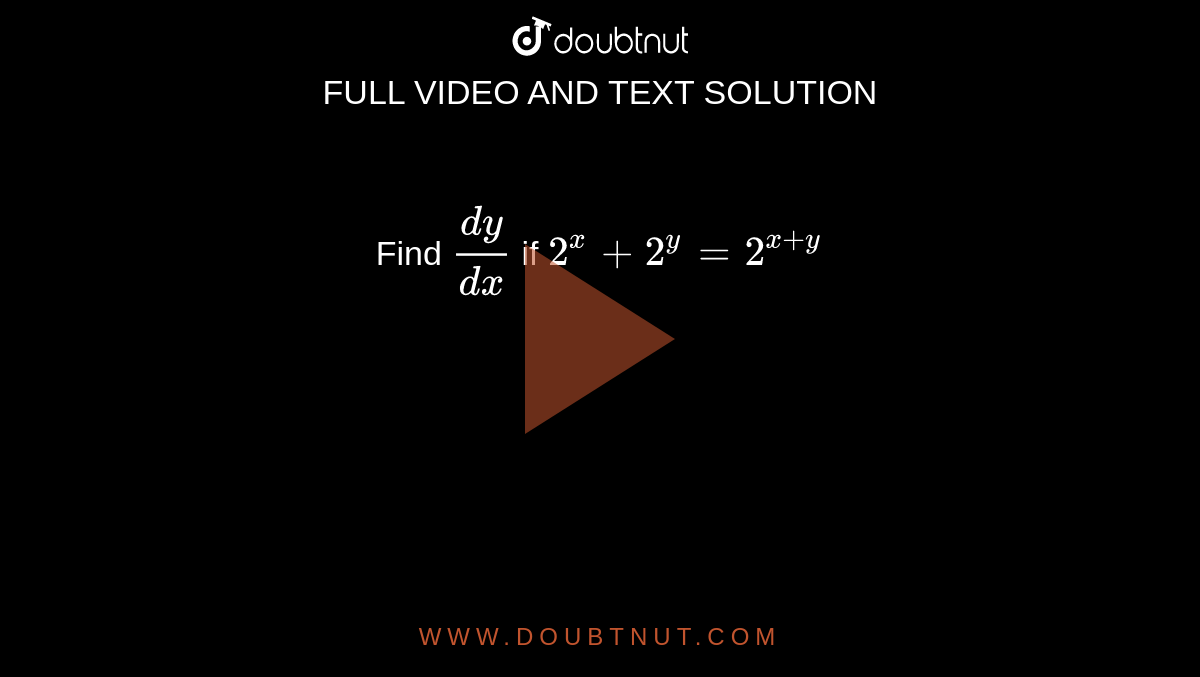 Find `dy/dx` if `2^(x)+2^(y)=2^(x+y)`