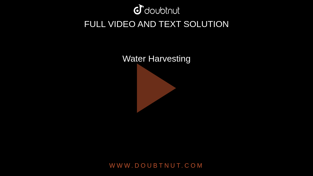 Water Harvesting