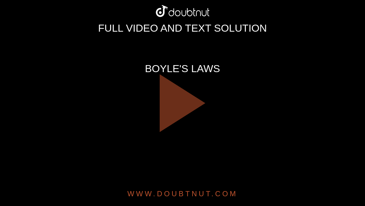 BOYLE'S LAWS