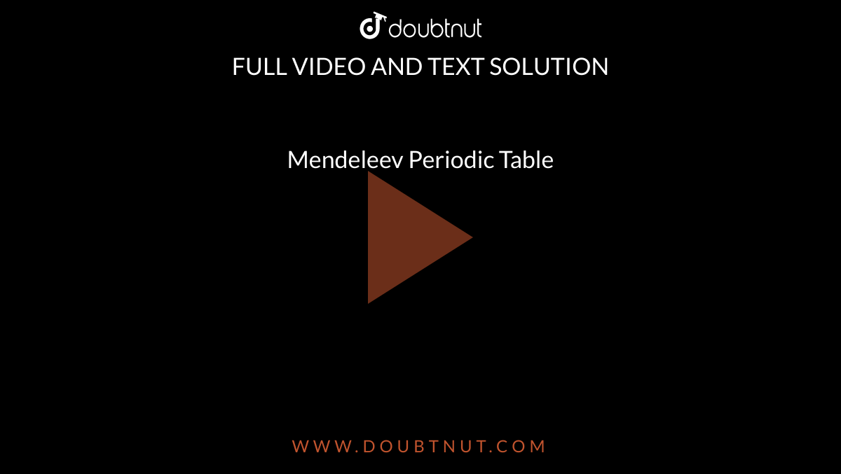 Mendeleev Periodic Table